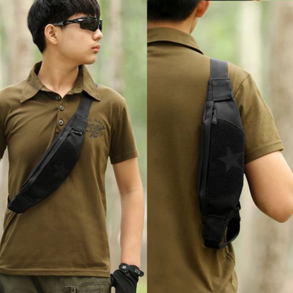 Men Waterproof Nylon Sling Chest Phone Bag Fanny Pack Sports Waist Bag   VF0058B (4) 